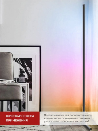 Светильник напольный светодиодный ТСО 01Ч 12Вт RGB, с пультом ДУ, с адаптером ЧЕРНЫЙ IN HOME