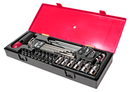 A set of TORX, HEX tools (keys, heads with nozzles) in a case of 40 JTC /1 items