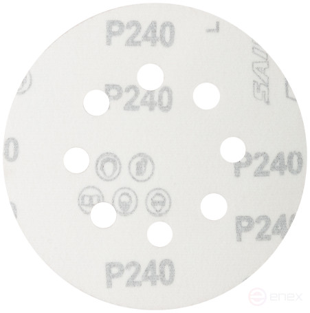 Круги шлифовальные с отверстиями (липучка), алюминий-оксидные, 125 мм, 5 шт. Р 240