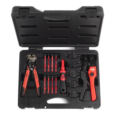 Universal kit for cutting, stripping, crimping, and mounting UNI wires