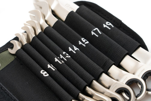 Набор ключей трещоточных комбинированных 8 шт, (8, 10, 12, 13, 14, 15, 17, 19 мм), в фирменной сумке