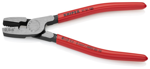Press pliers for crimping contact sleeves from the end. installation, 1 socket, 0.5 - 6.0 mm2 (AWG 20 - 10), L-180 mm, 1-K handles