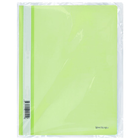Папка-скоросшиватель пластик. Berlingo "Neon", А4, 180 мкм, неоновая зеленая с прозр. верхом