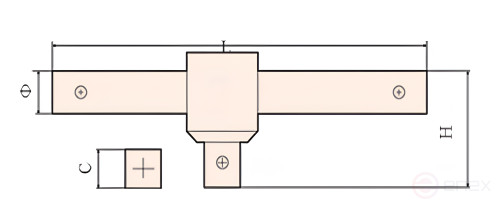 T-shaped collar 400 mm 1" intrinsically safe alloy AlCu 117-1008, HORTZ