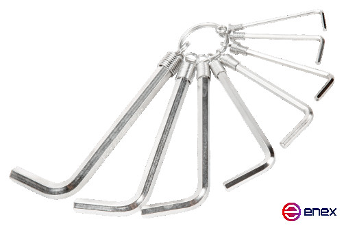 Набор шестигранных Г-образных ключей 2 - 8 мм, 8 шт, никелированные, на кольце