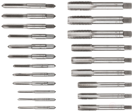 Метчики, легированная сталь Профи 21 шт. М3-М12, металлический кейс