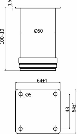 Опора меб. мет. d50 h100 с регул. белый AKS