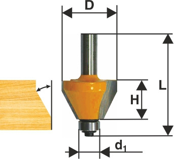 Milling cutter chrome cone f22,2x13mm 25° hv 8mm