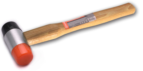 Rubber mallet, hard and soft rubber, wooden handle, 60 mm.// HARDEN
