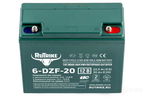 Тяговый аккумулятор RuTrike 6-DZF-20 (12V20A/H C2)