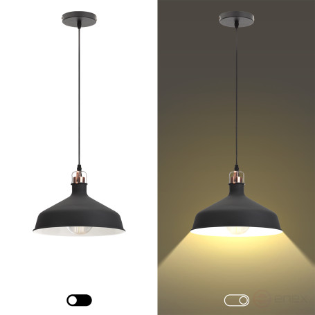 ERA PL2 BK/RC Pendant lamp for E27 lampshade height 200mm Suspension 780mm Black/copper
