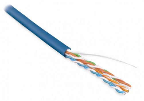 UUTP4-C5E-S24-IN-PVC-BL-100 (100 m) Twisted pair cable, unshielded U/UTP, category 5e, 4 pairs (24 AWG), single core (solid), PVC, -20°C – +75°C, blue - warranty: 15 years component, 25 years system