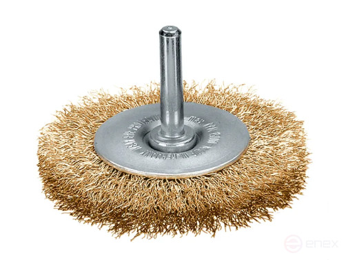 Щетка цилиндрическая гофрированная, Д80*13 мм, хвостовик 6 мм, латунированная гофрированная проволкоа STM 0,25 мм