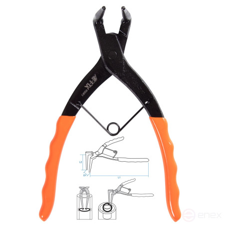 Puller for locking rings 180 mm, bent elongated, compression AFFIX AF03320180L