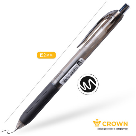 Automatic gel pen Crown "Quick Dry" black, 0.5mm, grip, with quick-drying ink