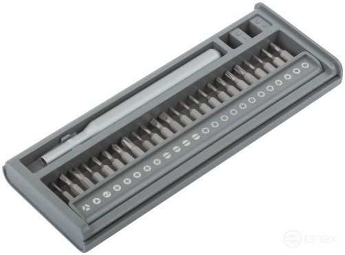 Screwdriver with bits for precision work, 24 CrV bits, plastic box