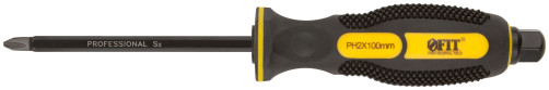 Impact screwdriver, S2 steel, hexagon.stinger, turnkey firing pin, rubberized handle, Profi 6x100 mm PH2