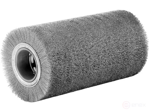 Щетка цилиндрическая гофрированная, Д250 мм, ширина 600 мм, стальная гофрированная провоолка STH 0,50 мм, посадочное отверстие 100 мм