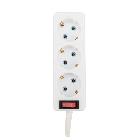 Extension cable ProConnect 3 sockets, 10 m, 3x0.75 mm2, s/w, with button, white