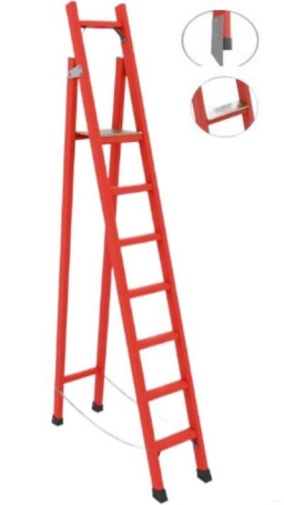 SSD-2.3CM with symmetrical support dielectric fiberglass stepladder, wide steps, metal ends (Soft ground), h=2300mm, h of the working platform=2300mm, steps.7