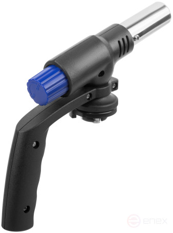 Gas burner for collet cylinder, reservoir.housing with handle, with piezo ignition, nozzle 22 mm
