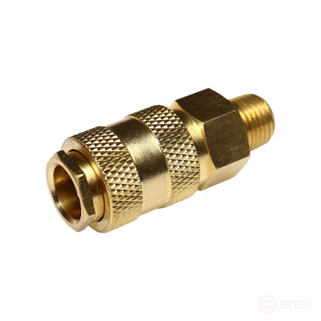 Быстроразъем пневматический ER-BSE1-2SM:с клапаном с наружной резьбой 1/4" (латунь) ЭВРИКА /1/10