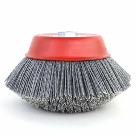 Щетка чашечная Д150*M14, ворс полимер-абразив P80 по дереву для УПМ УШМ (болгарка) (1-233)