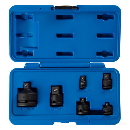 A set of drum adapters 1/4", 3/8", 1/2", 3/4", 6 items, KING TONY 786P06 briefcase