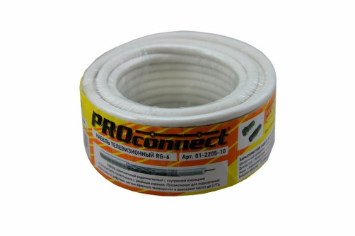 ProConnect RG-6U coaxial cable, 75 ohms, CCS/Al/Al, 48%, 10 m bay, white