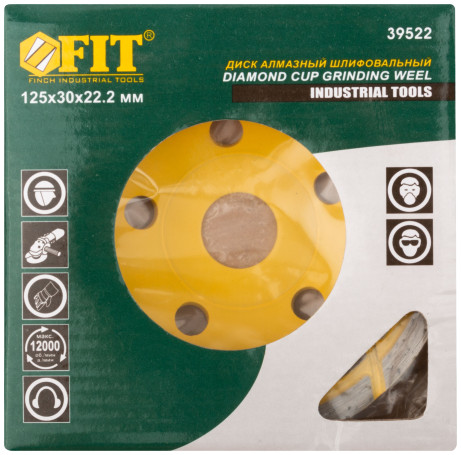 Diamond grinding disc, landing diameter 22.2 mm, two rows of segments 125 mm