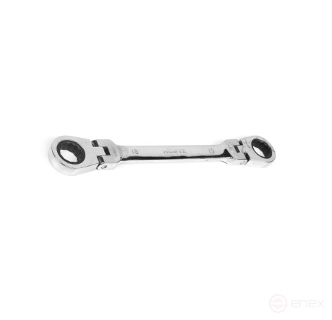 Ключ накидной двусторонний 18х19 мм трещоточный шарнирный хром HORTZ