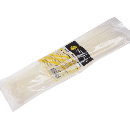 Хомут пластиковый ER-04370 белый 4.0x370мм универсальный (100шт) ЭВРИКА /1/300