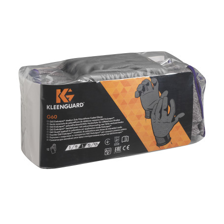KleenGuard® G60 Endurapro™ Cut-resistant gloves (Level 3) - Customized design for left and right hands / Grey /9 (1 pack x 12 pairs)