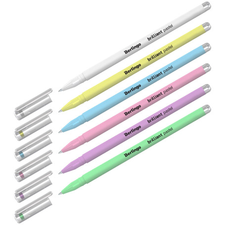 Berlingo "Brilliant Pastel" gel pen set 6 pcs., 06 colors, 0.8 mm, assorted case