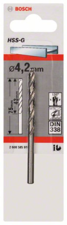Свёрла по металлу HSS-G, DIN 338 4,2 x 43 x 75 mm, 2608585918