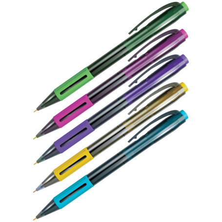 Ручка шариковая автоматическая Berlingo "SI-400 Color" синяя, 0,7 мм, грип, корпус ассорти