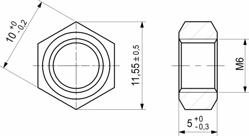 Гайка шестигранная М6 белый цинк (1кг=490шт) AKS