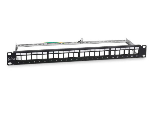 Modular patch panel Ripo 19", 24 ports, 1U, for shielded modules, with rear cable organ