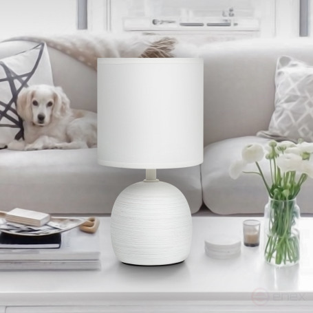 Rivoli Sheron 7044-502 Table Lamp 1 * E14 40W ceramic white with lampshade