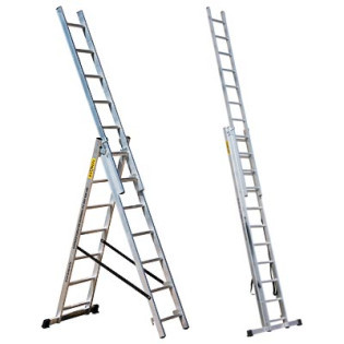 Aluminum three-section ladder 3x9 PROFI Master Tool