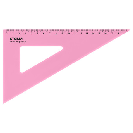 Triangle 30°, 18cm STAMM, plastic, transparent, neon colors, assorted