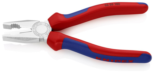 Pliers comb., cut: provol. cf. Ø 3.4 mm, solid. Ø 2.2 mm, cable Ø 12 mm (16 mm2), L-180 mm, chrome, 2-k handles