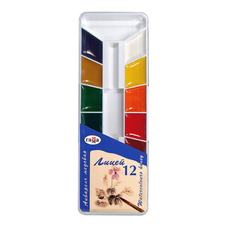 Watercolor Gamma "Lyceum", honey, 12 colors, without brush, plastic. pack.