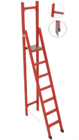 СВД-2,3АМ с вертикальной опорой диэлектрическая стеклопластиковая стремянка, абразивное покрытие ступеней, металлические оконцеватели (Мягкий грунт), h=3350мм, h рабочей площадки=2300мм, ступ.7