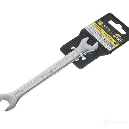 Ключ рожковый 10х11мм ER-51011 (Chrome vanadium) на держателе PRO ЭВРИКА 1/25