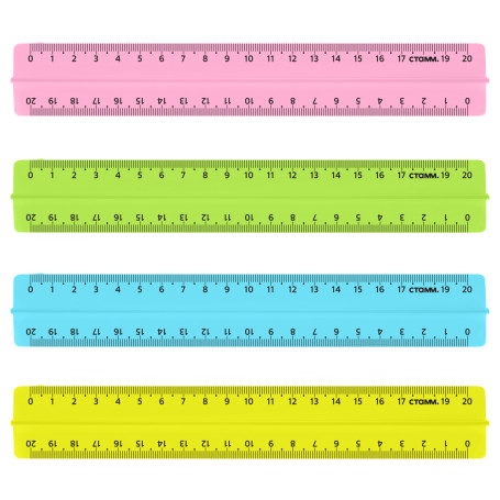 Ruler 20cm STAMM, plastic, with holder, transparent, neon colors, assorted