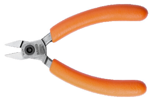 Компактные бокорезы с заостренной и рельефной головкой с оранжевой ручкой из ПВХ, 130 мм