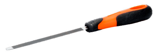 Напильник двусторонний сверхтонкий трехгранный с рукояткой ERGO 125 мм, насечка личная