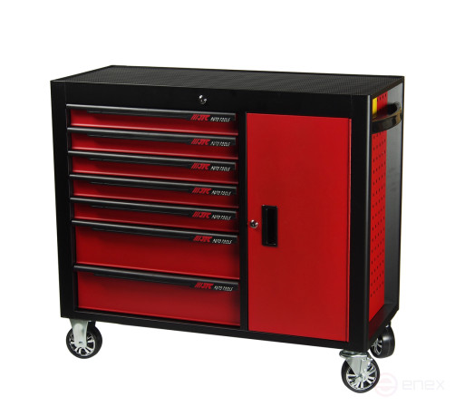 Тележка инструментальная 7 секций красная с боковым ящиком JTC