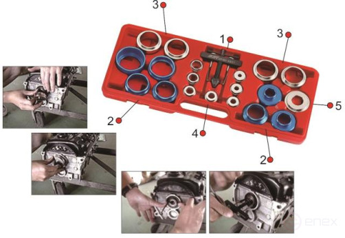 A set of tools for dismantling crankshaft seals 27-58mm in a JTC case